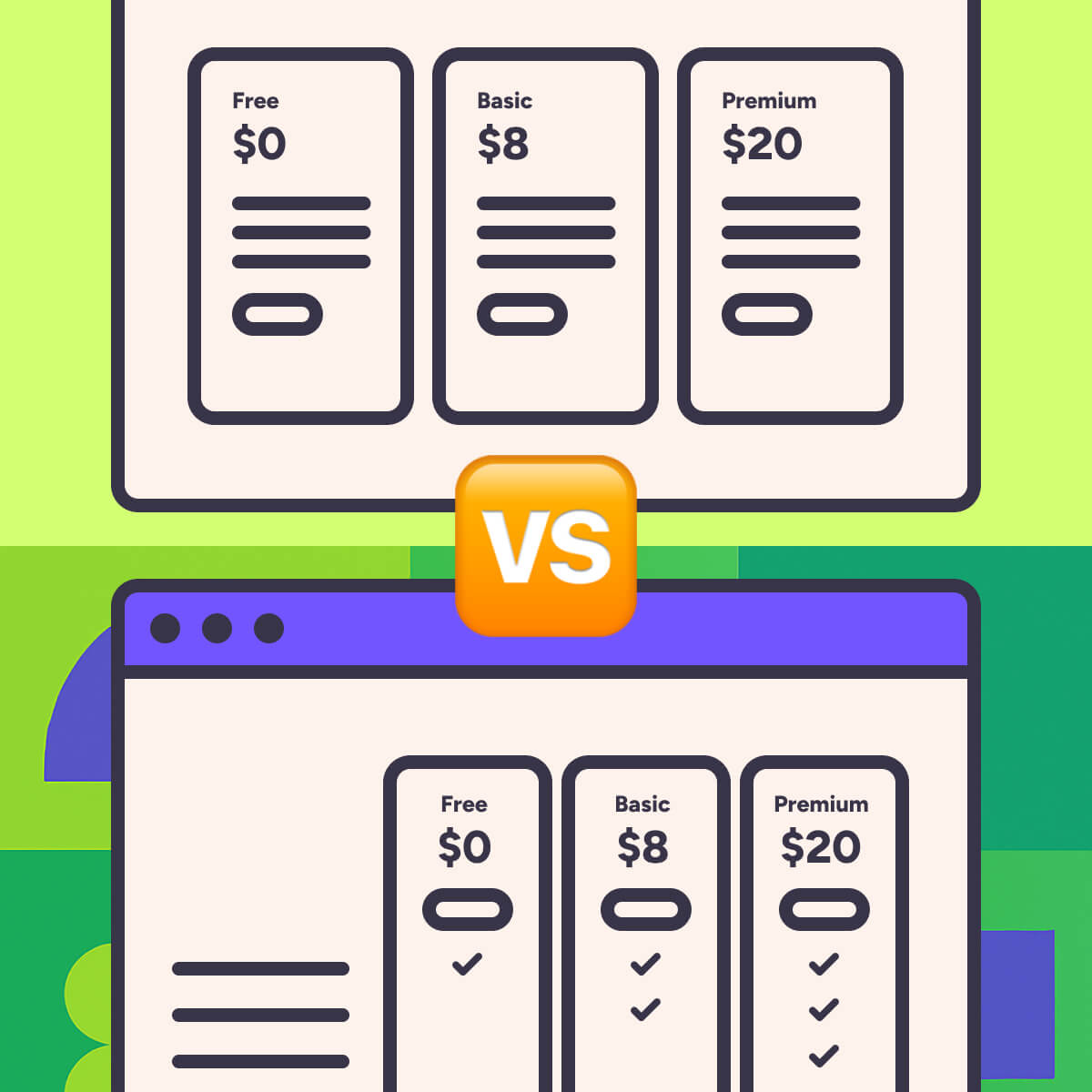 Test pricing cards vs table on your pricing page feature image